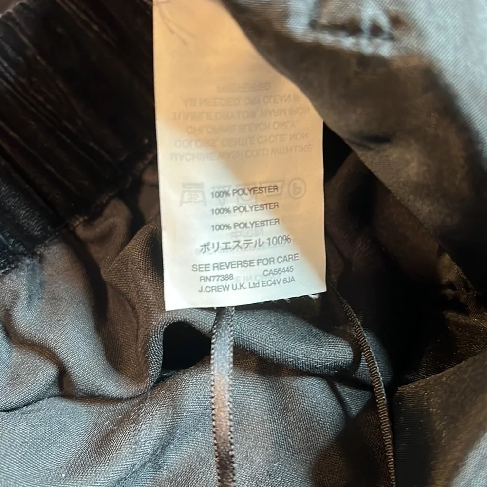 J. Crew Black Velvet Easy Pull On Trouser Size 00
